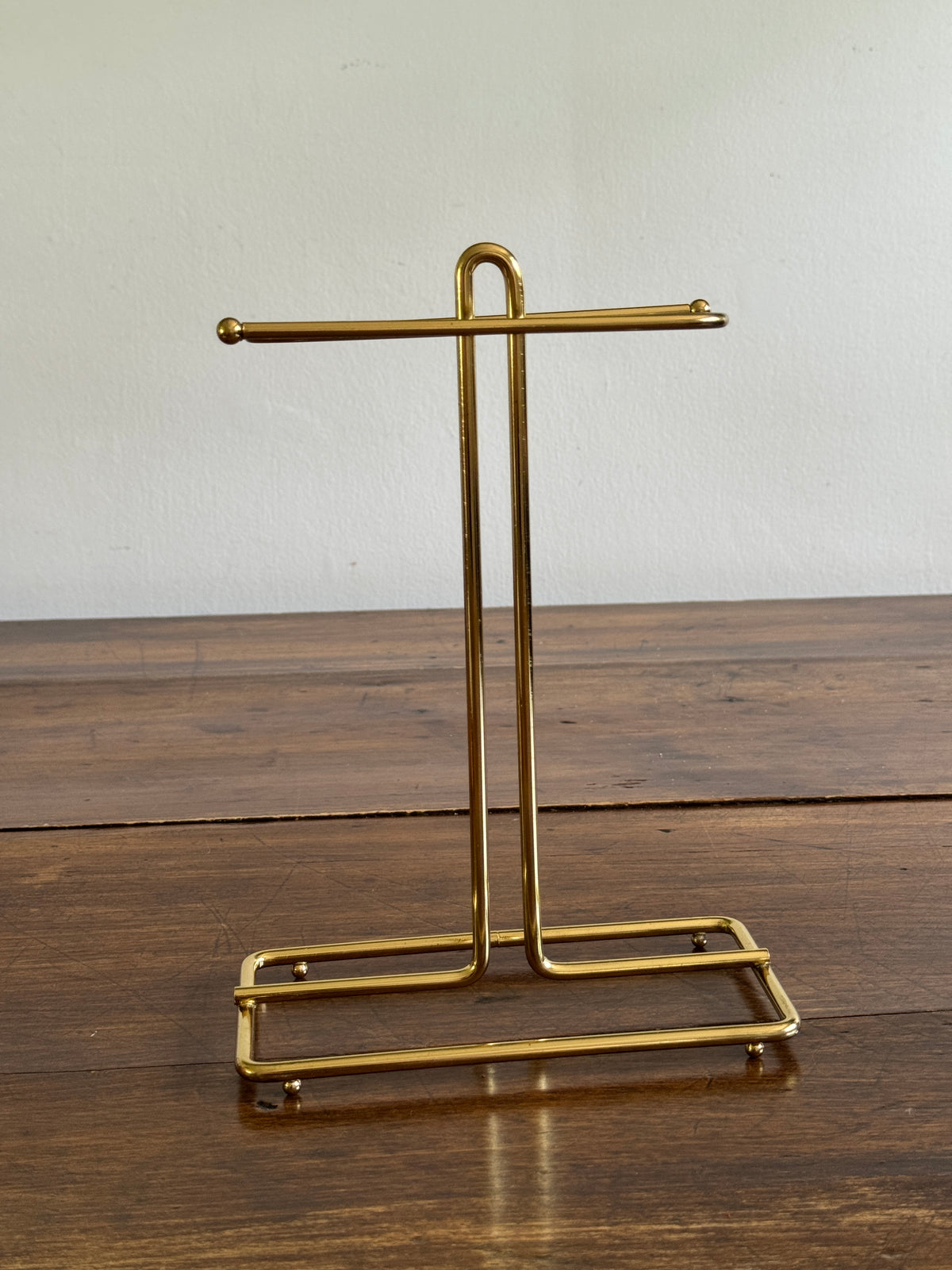 Vintage Counter Top Brass Plated Small Hand Towel Holder with Double Arms