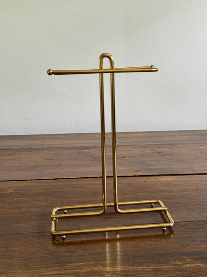 Vintage Counter Top Brass Plated Small Hand Towel Holder with Double Arms