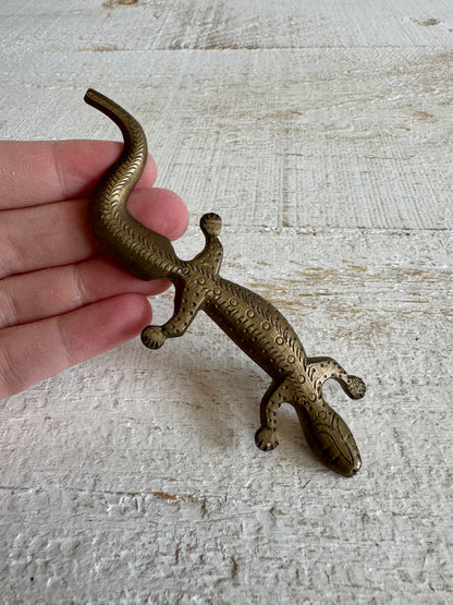 Miniature Flat Brass Lizard Figurine