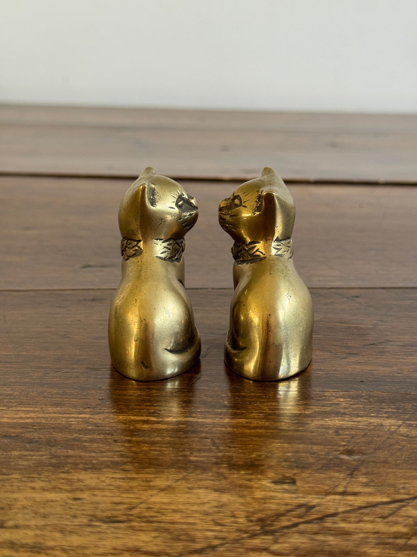 Vintage Pair of Small Cat Statues - Vintage Brass Cat Figurines