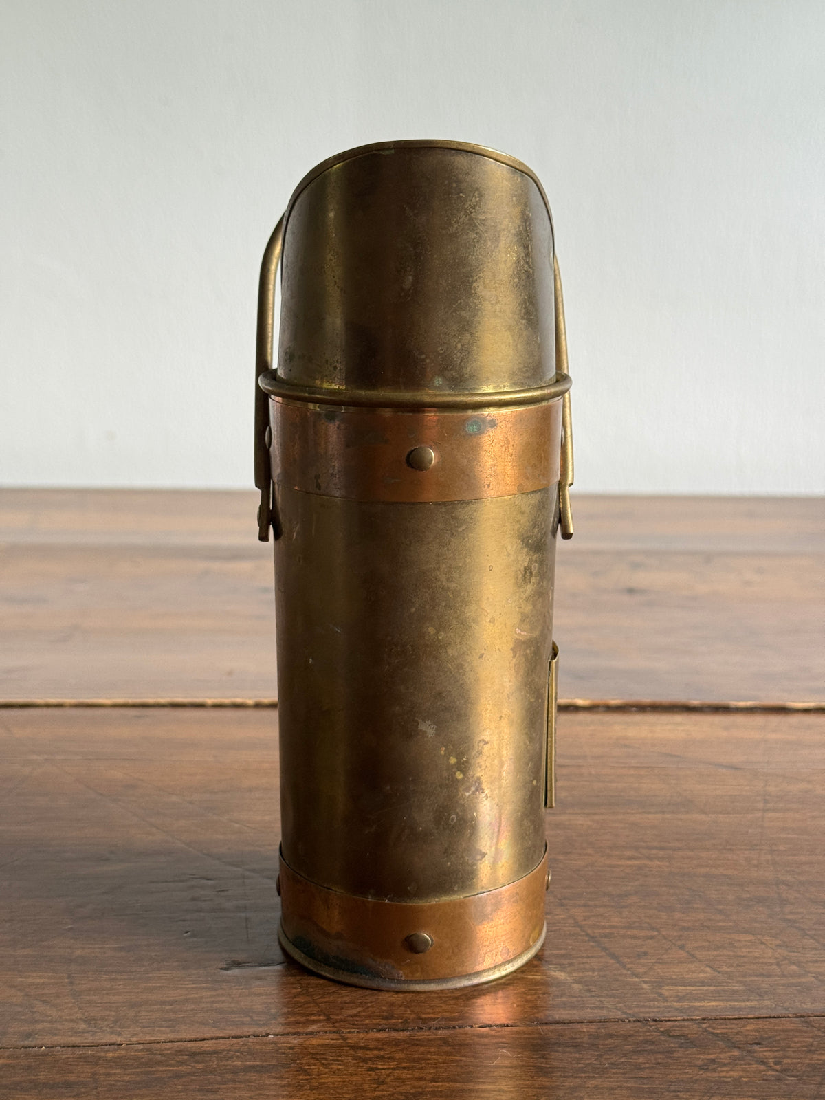 Dark Brass Long Match Holder with Scooped Opening and Handle