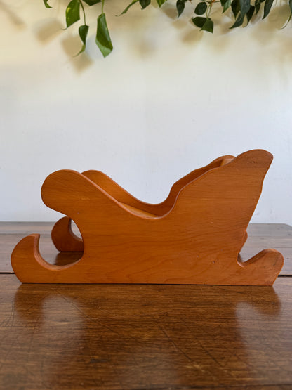 Vintage Large Hand Crafted Wood Sleigh Holiday Decor