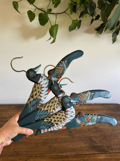 Set of Three Painted Wood Duck Hangers