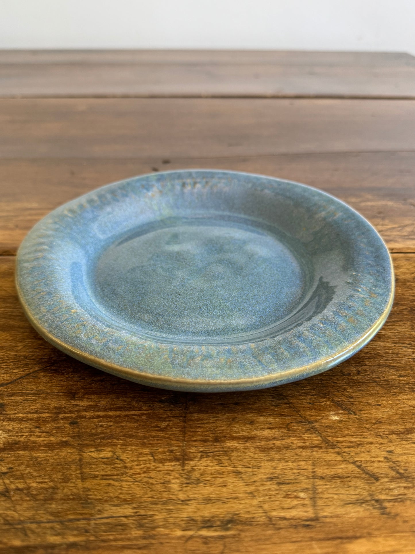 Hand Crafted Blue Pottery Round Plate