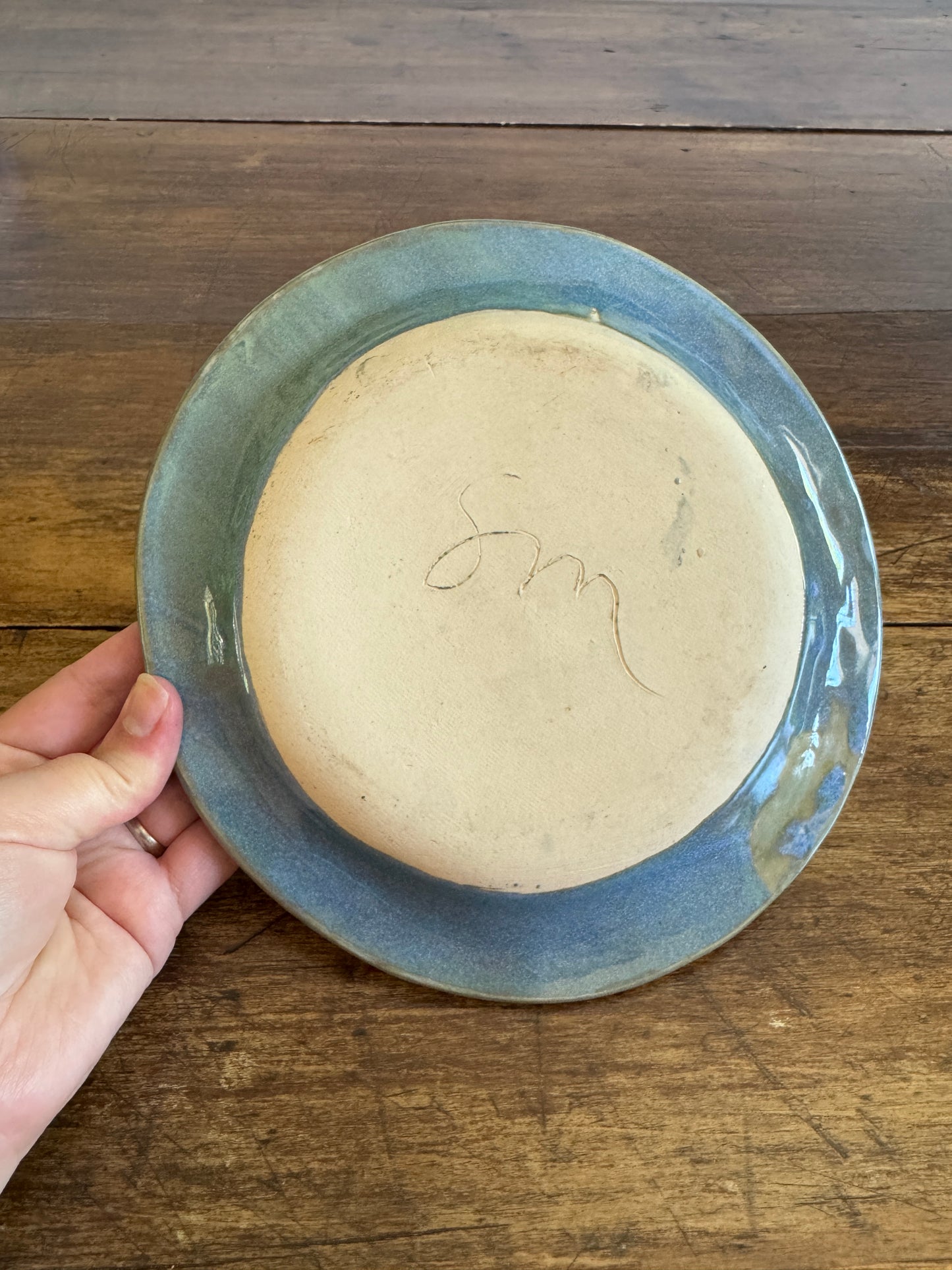 Hand Crafted Blue Pottery Round Plate