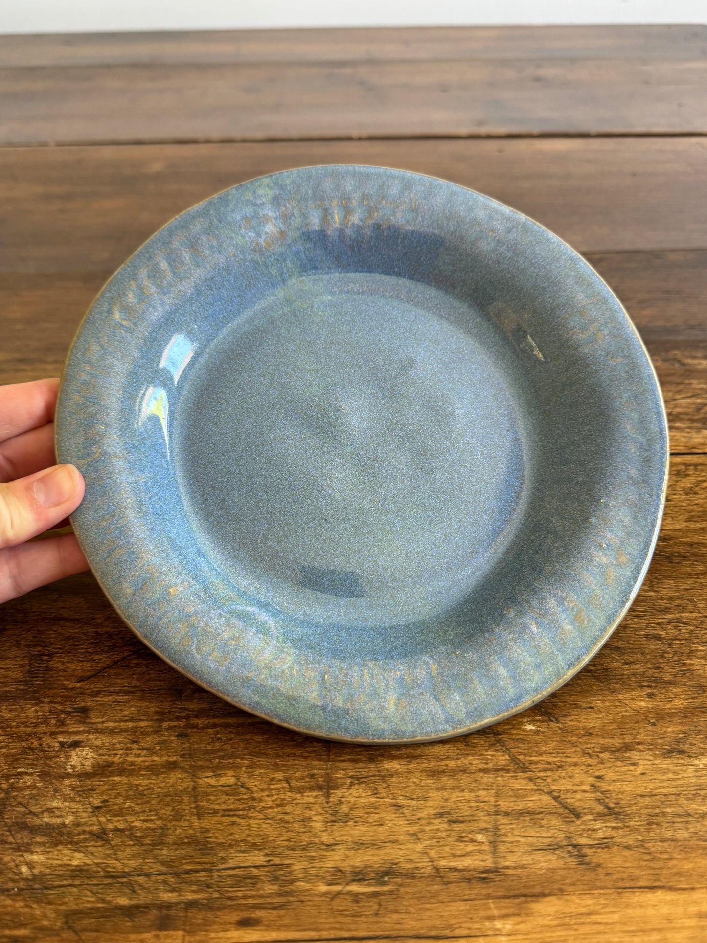 Hand Crafted Blue Pottery Round Plate
