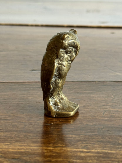 Small Heavy Brass Owl Figurine