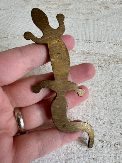Miniature Flat Brass Lizard Figurine