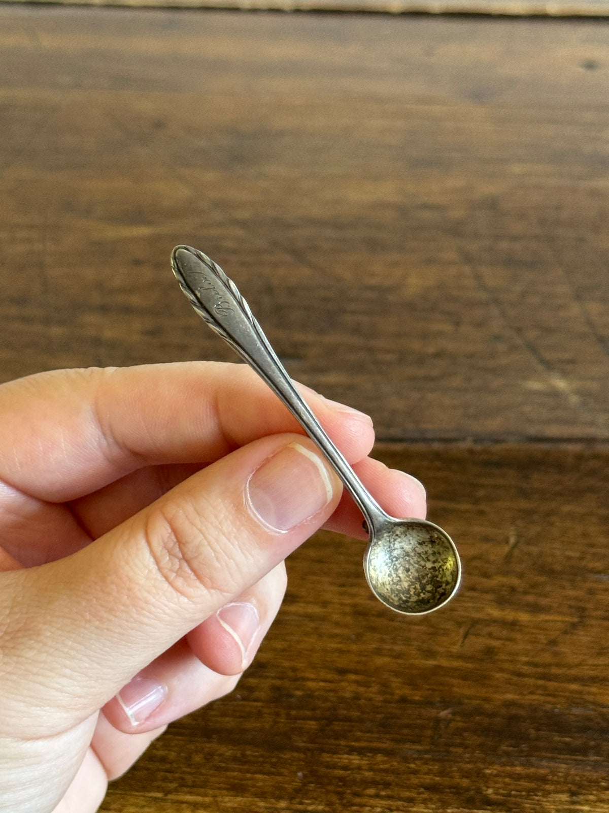 Miniature Gorham Sterling Silver Spoon Pin Brooch with Engraving