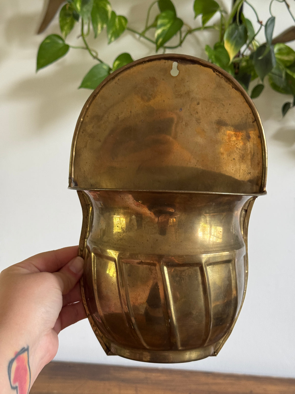 Pair of Vintage Brass Wall Plant Pockets - Wall Mounted Plant Holder Set of Two