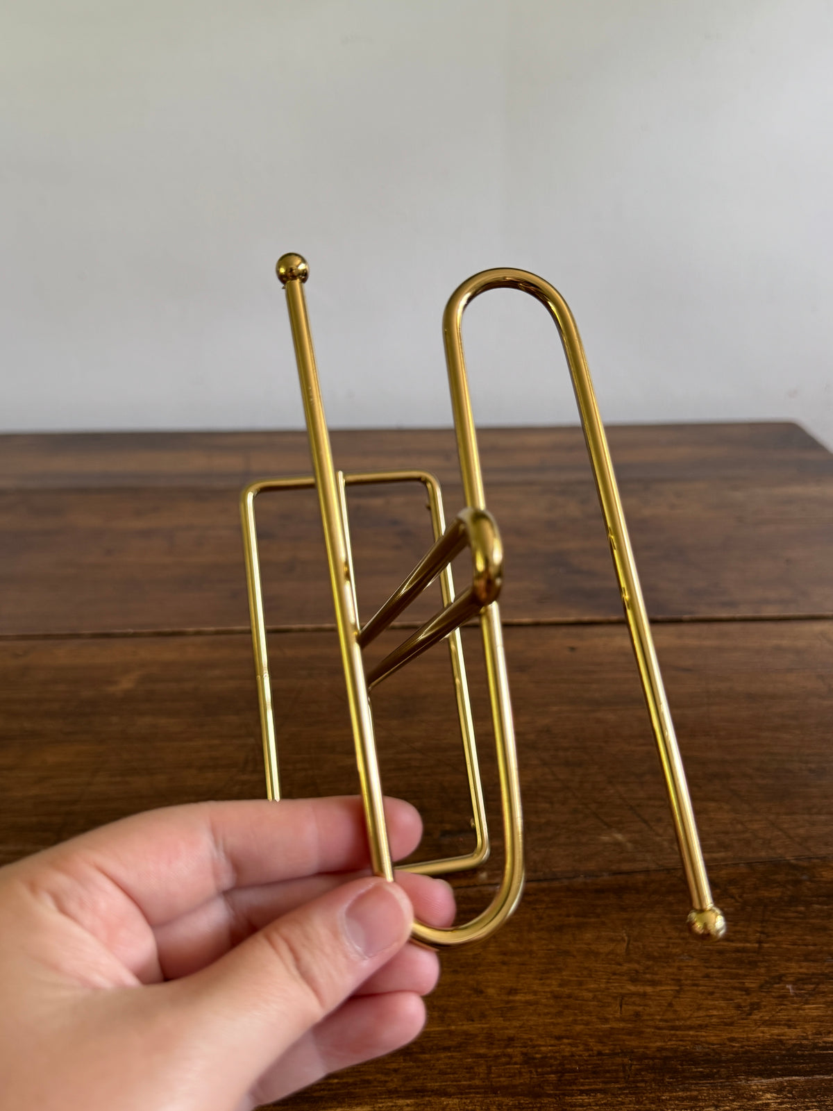 Vintage Counter Top Brass Plated Small Hand Towel Holder with Double Arms