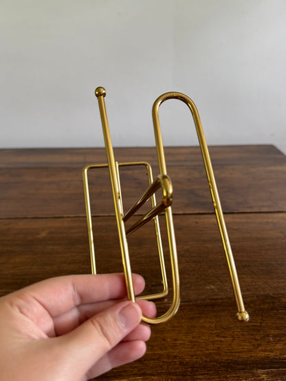 Vintage Counter Top Brass Plated Small Hand Towel Holder with Double Arms
