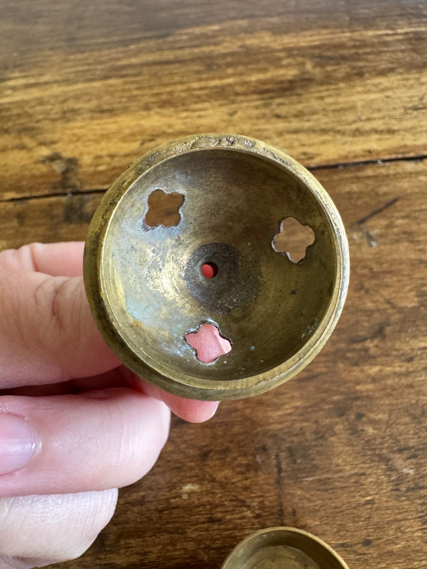 Mini Brass Cone Incense Holder with Lid