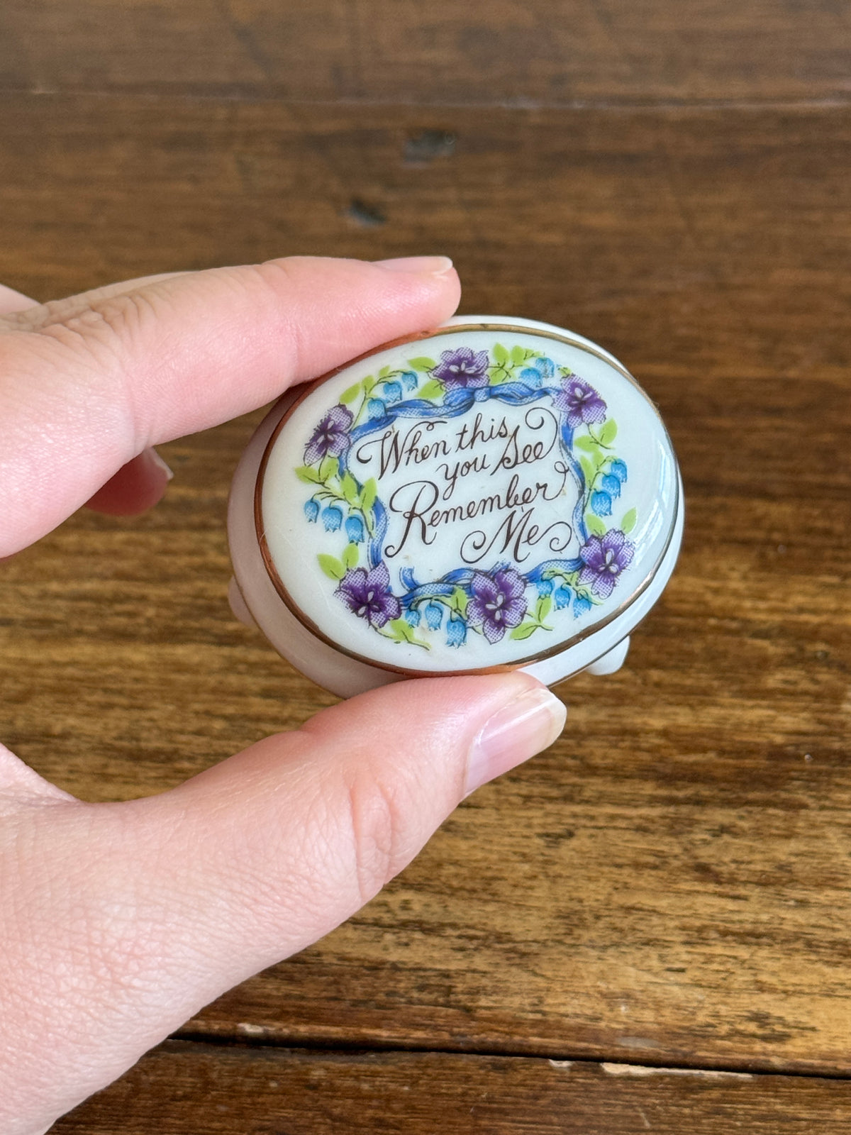 Vintage Miniature Memory Trinket Box - When This You See Remember Me