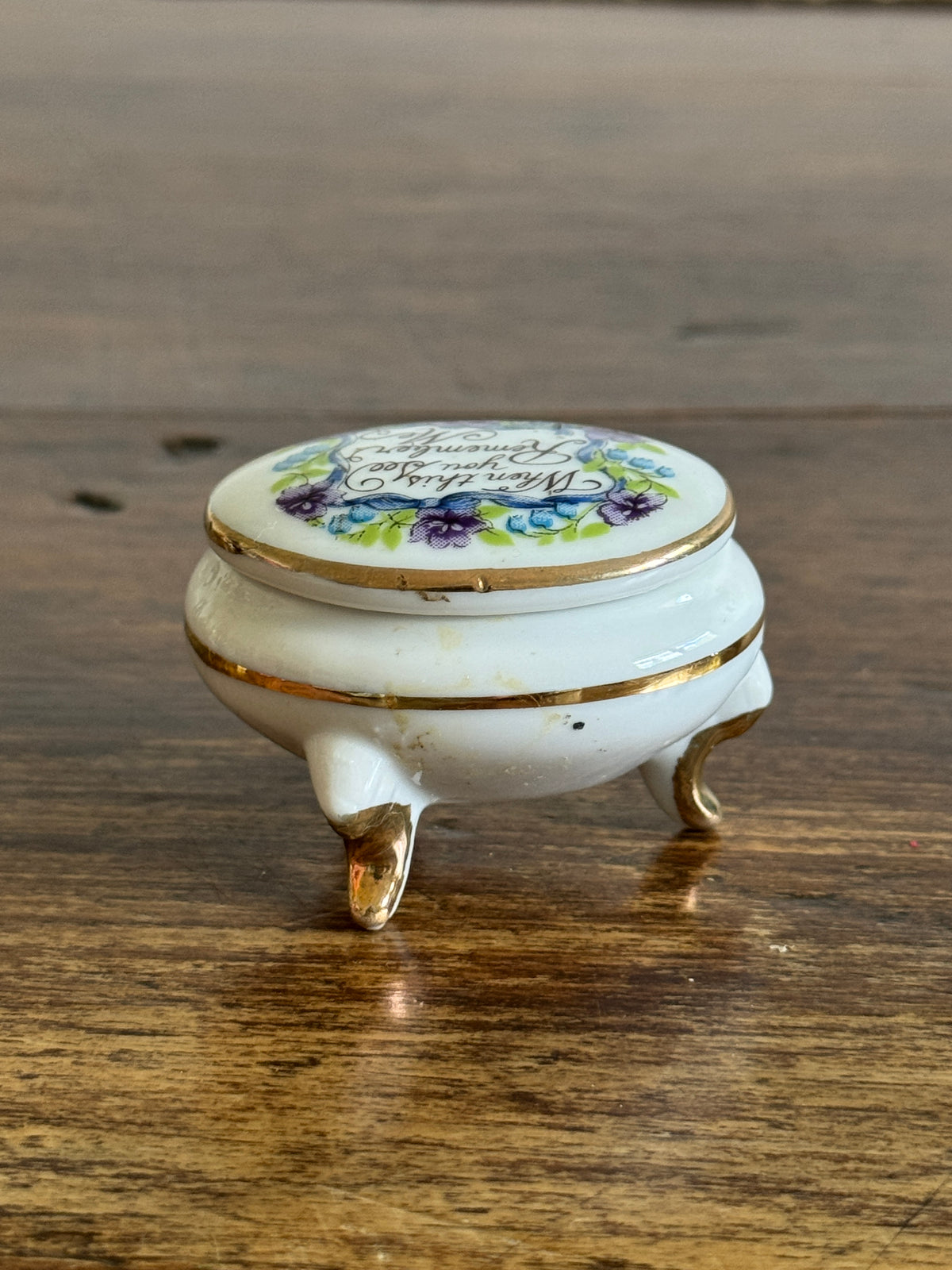Vintage Miniature Memory Trinket Box - When This You See Remember Me