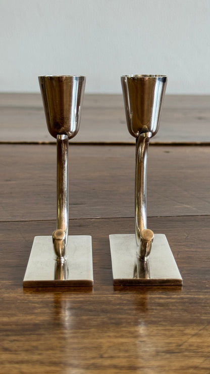 Vintage Silver Plated Candle Holder Pair - Made in Canada