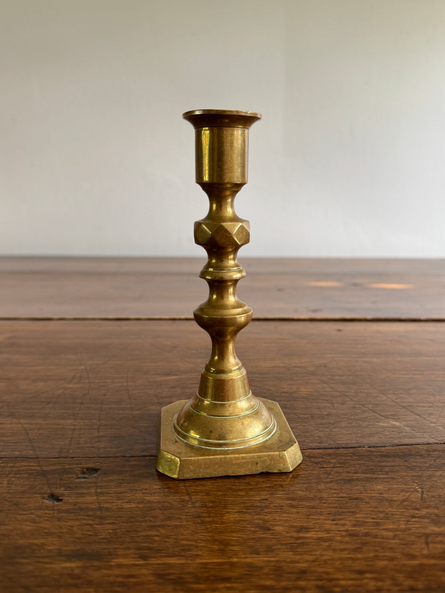 Single Vintage Brass Candlestick with Ornate Post Detailing