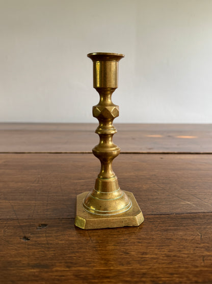 Single Vintage Brass Candlestick with Ornate Post Detailing