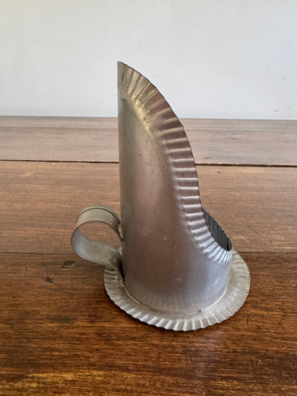 Vintage Hand Crafted Cut Tin Candle Sconce with Back Plate and Finger Loop