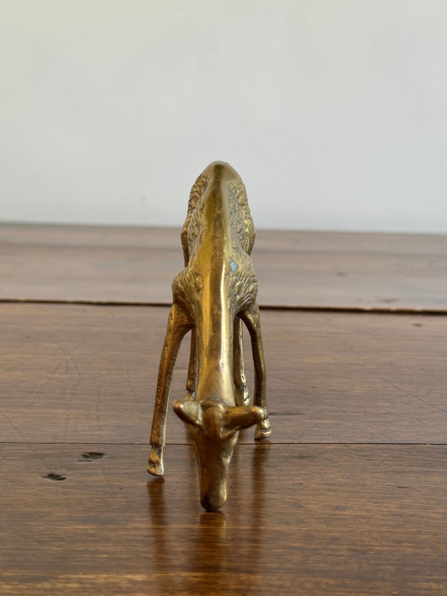 Pair of Vintage Brass Deer Figurines - Grazing Brass Deer