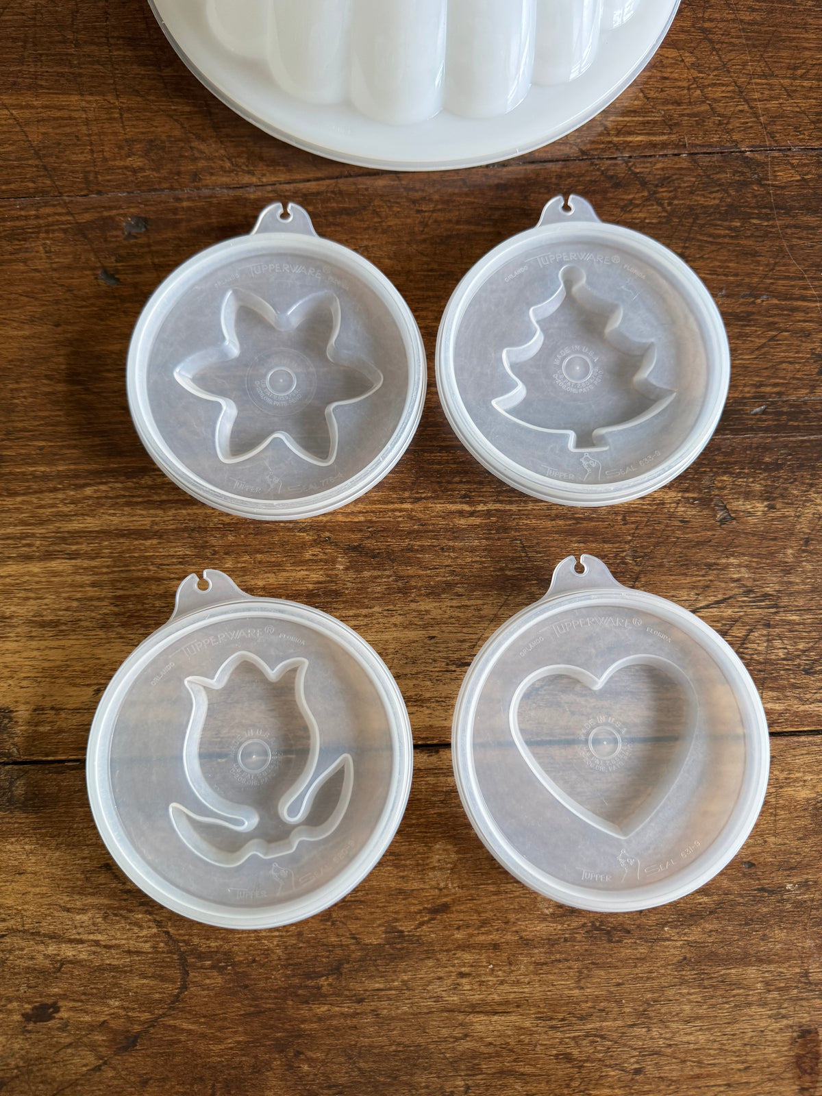 Vintage White Plastic Tupperware Jello Dome Mold with Toppers