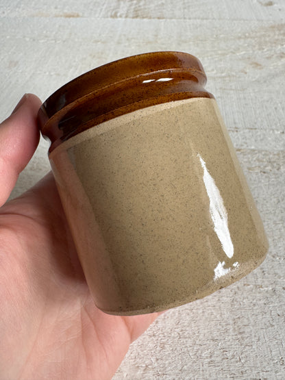 Vintage Small/Miniature Stoneware Jar - Rustic Farmhouse Kitchen Storage Jar - Open Pottery Jar