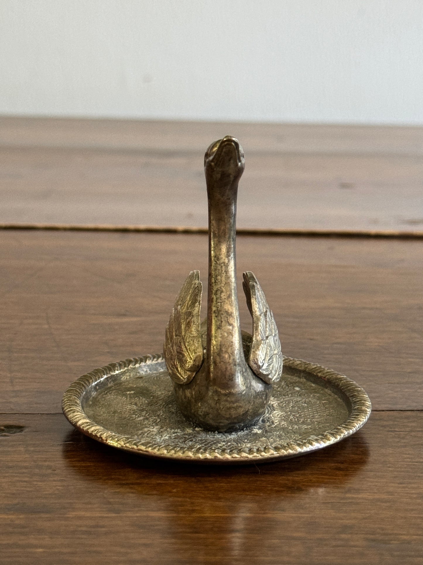 Vintage Silver Plated Swan Ring Holder - Made in Hong Kong
