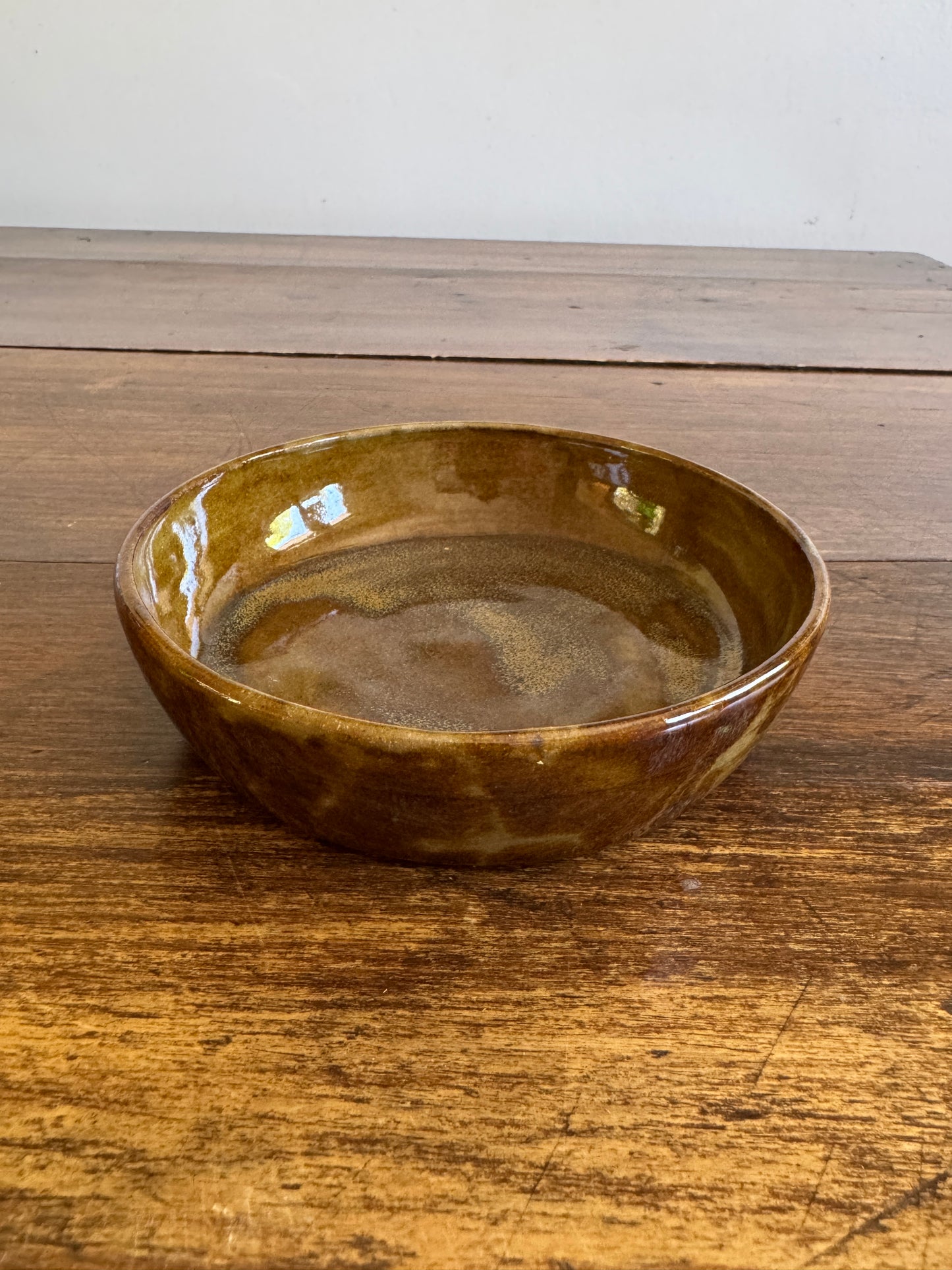 Hand Crafted Brown Shallow Pottery Bowl