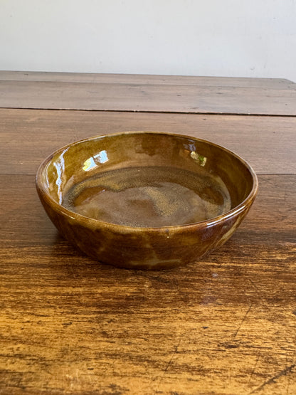 Hand Crafted Brown Shallow Pottery Bowl