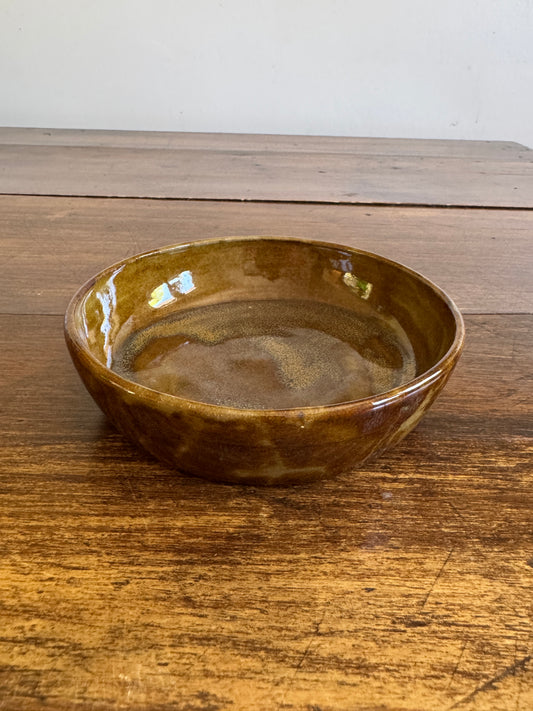 Hand Crafted Brown Shallow Pottery Bowl