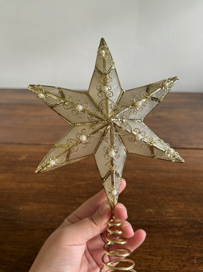 Capiz Shell with Metal Detailing and Faux Pearl Beads Star Tree Topper