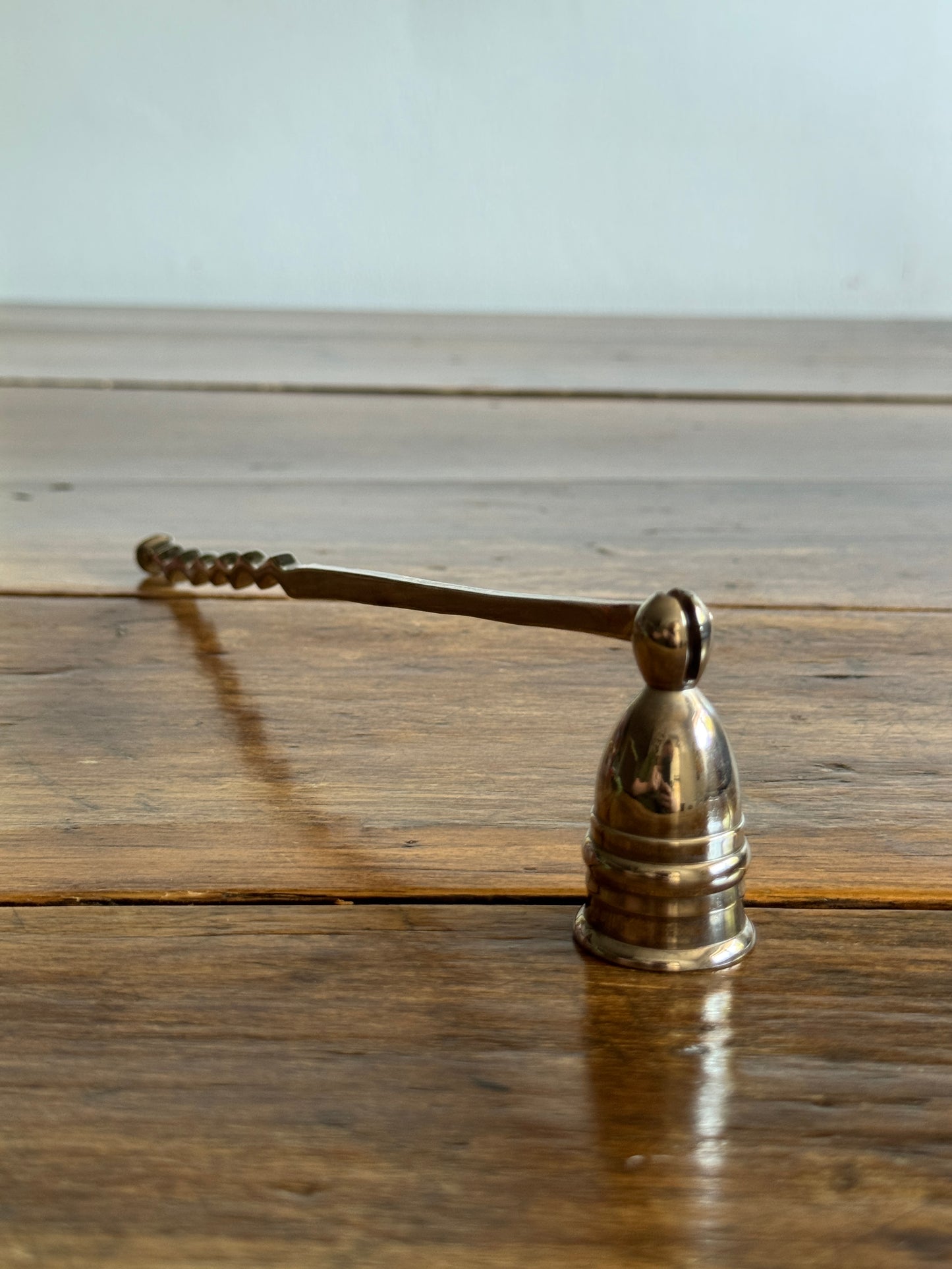 Vintage Silver Plated Candle Snuffer with Adjustable Cup and Wavy Handle Design