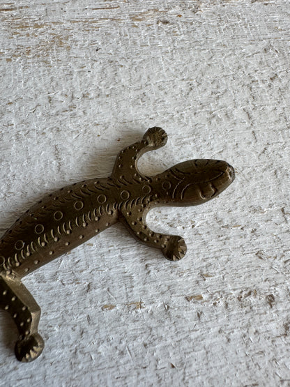 Miniature Flat Brass Lizard Figurine