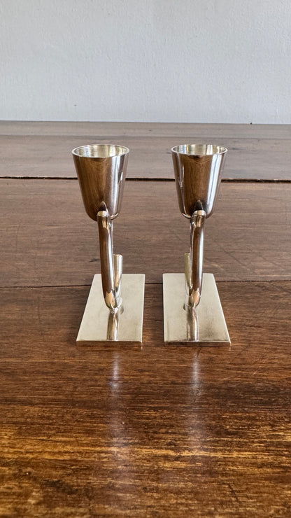 Vintage Silver Plated Candle Holder Pair - Made in Canada