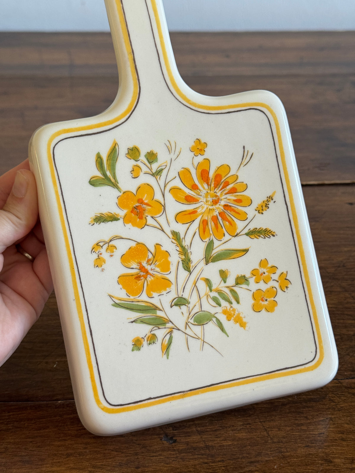 Vintage Pottery Flower Wall Art or Spoon Rest - Made in Brazil for Gien