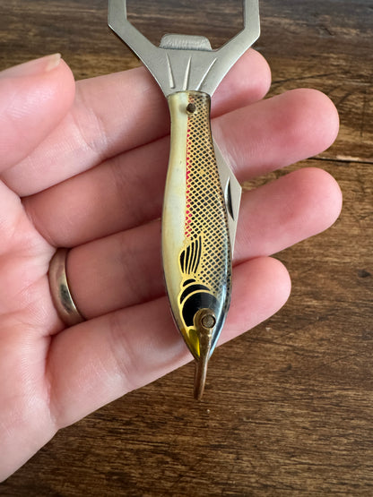 Vintage Fish Shaped Pocket Knife with Bottle Opener