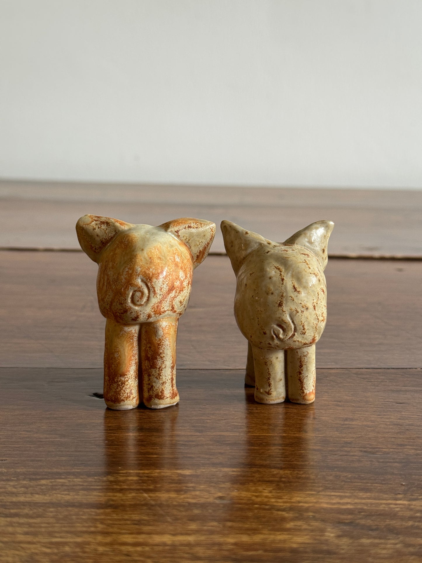 Set of Two Organic Pottery Pigs - Small Pig Figurines