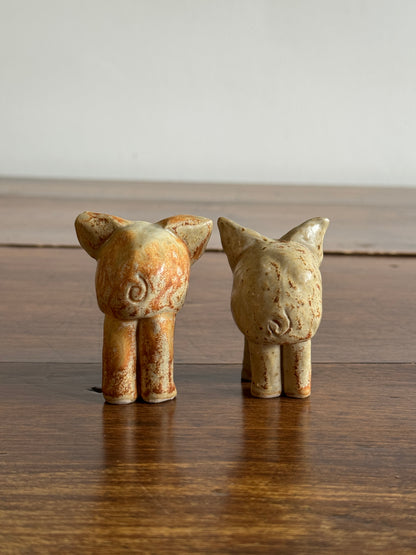 Set of Two Organic Pottery Pigs - Small Pig Figurines