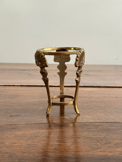 Small Brass Stand with Three Legs and Ornate Detailing