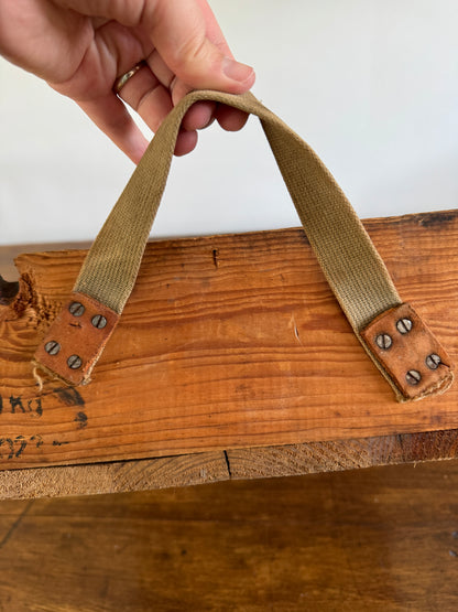 Vintage Wooden Crate with Fabric Handles