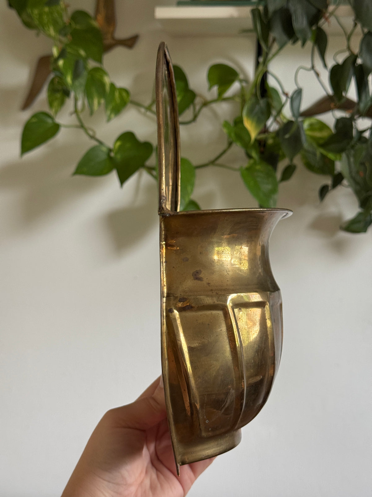 Pair of Vintage Brass Wall Plant Pockets - Wall Mounted Plant Holder Set of Two