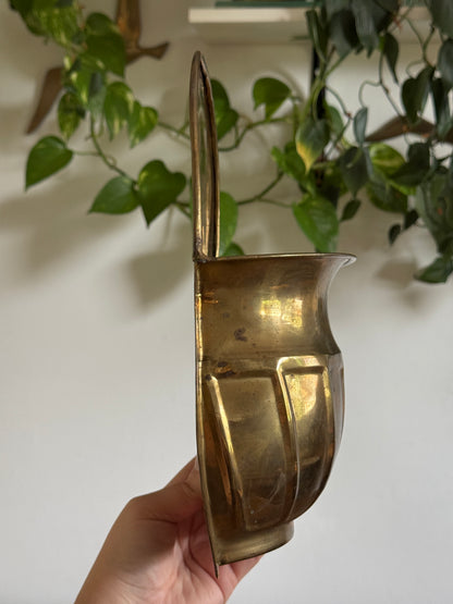 Pair of Vintage Brass Wall Plant Pockets - Wall Mounted Plant Holder Set of Two