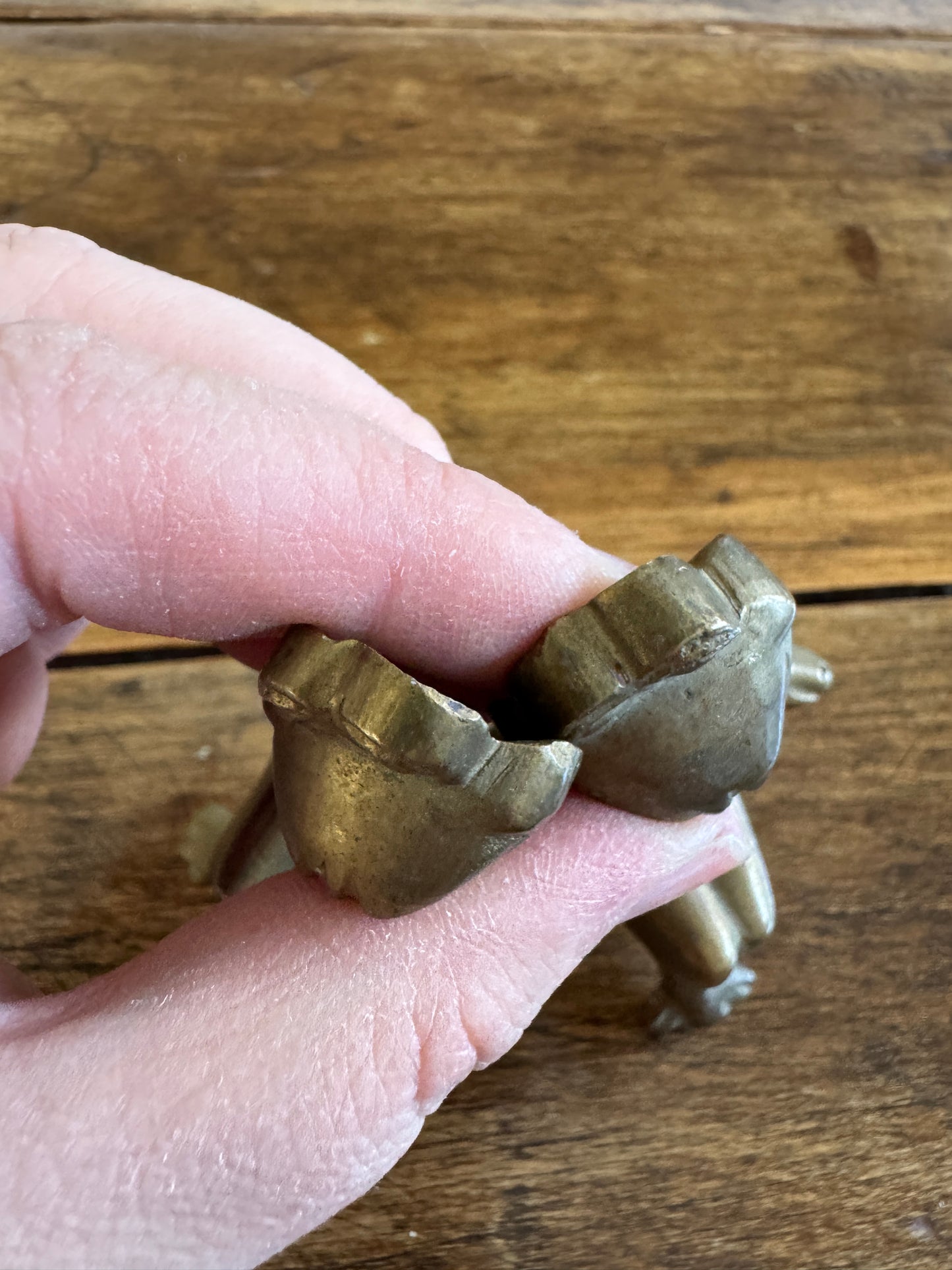 Vintage Brass Frog Shelf Sitter Couple