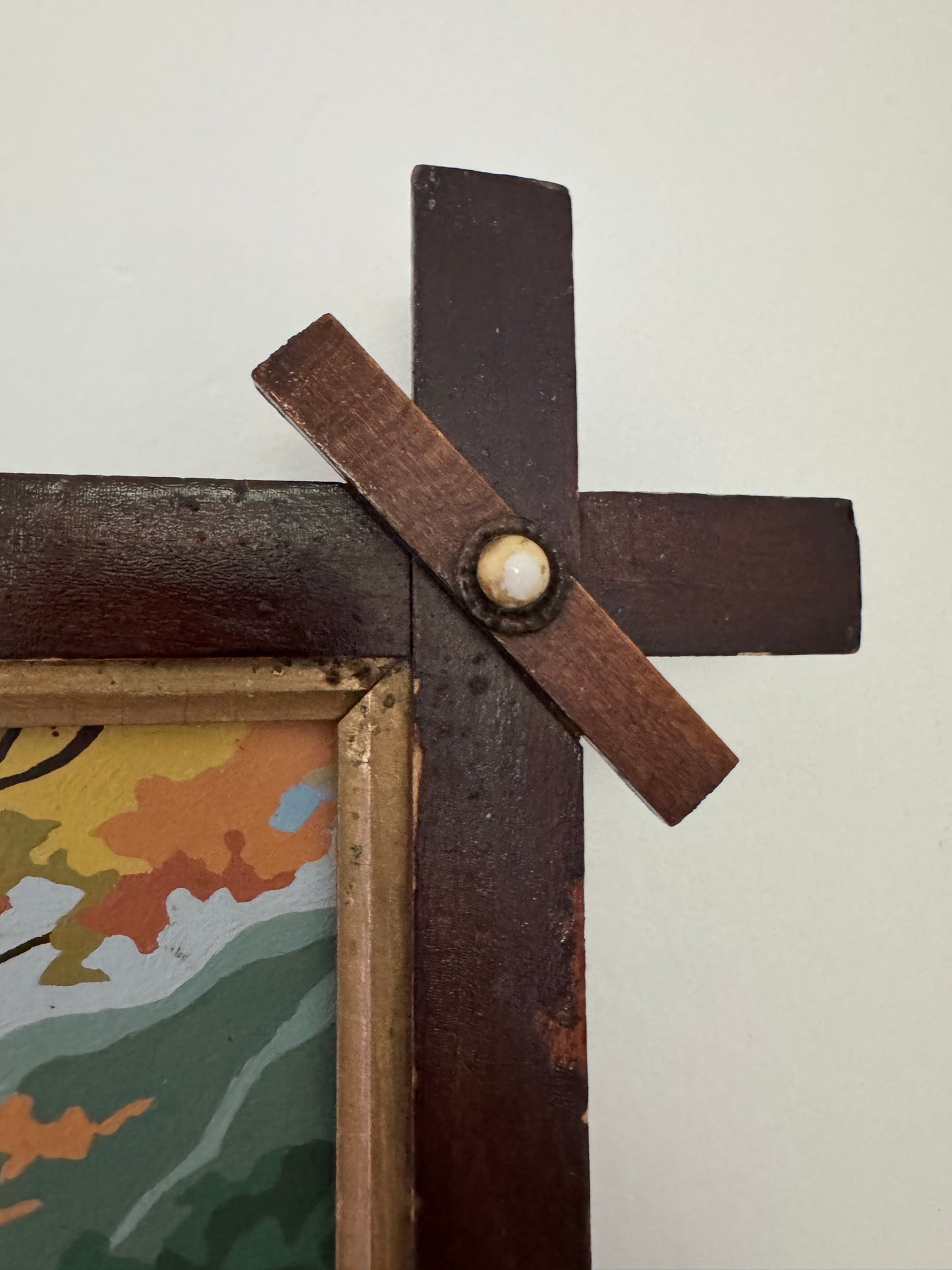 Vintage Scenic Paint By Number In Handmade Frame