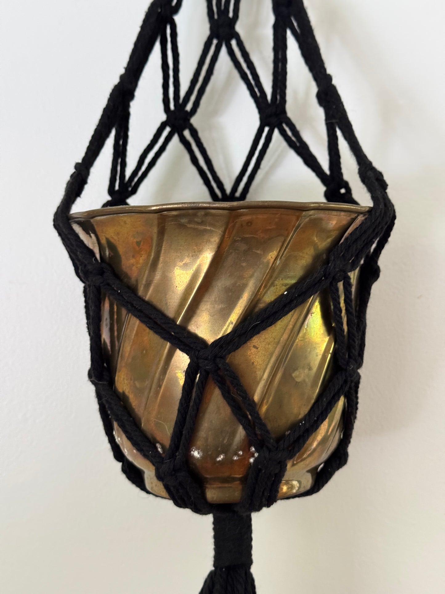 Black Macrame Plant Pot Hanging Holder