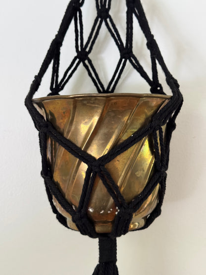 Black Macrame Plant Pot Hanging Holder
