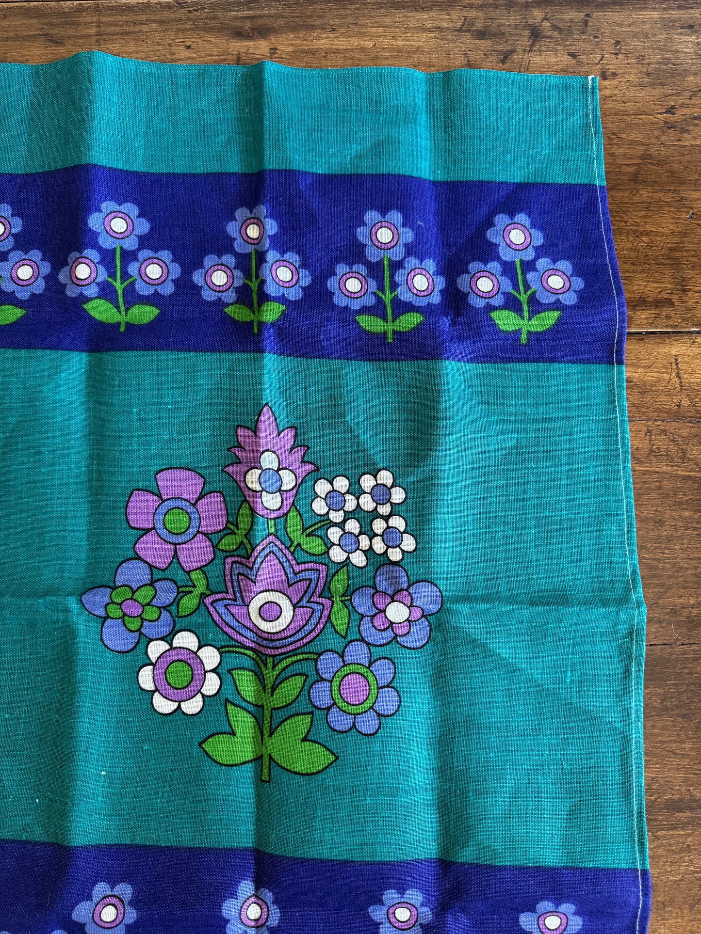 Purple Flower Linen Kitchen Cloth Designed by Leslie Jones for Richardsons - Made in Ireland