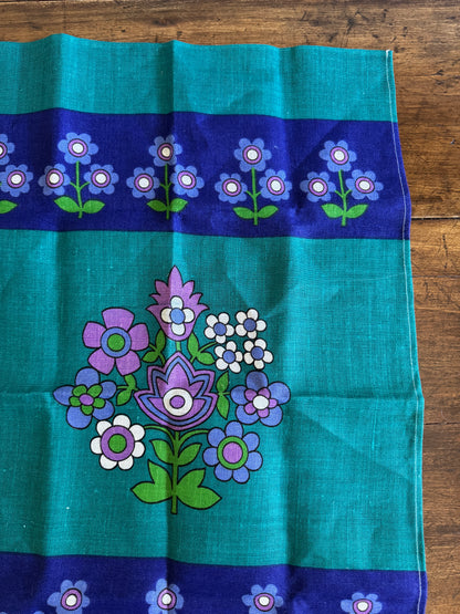 Purple Flower Linen Kitchen Cloth Designed by Leslie Jones for Richardsons - Made in Ireland