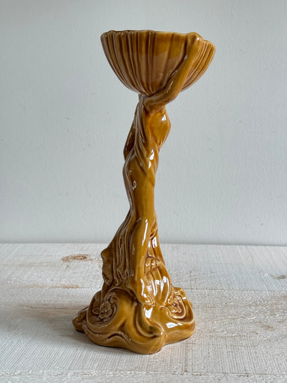 Beautiful Standing Woman Carrying Decorative Bowl Pottery Figurine - Art Deco Style