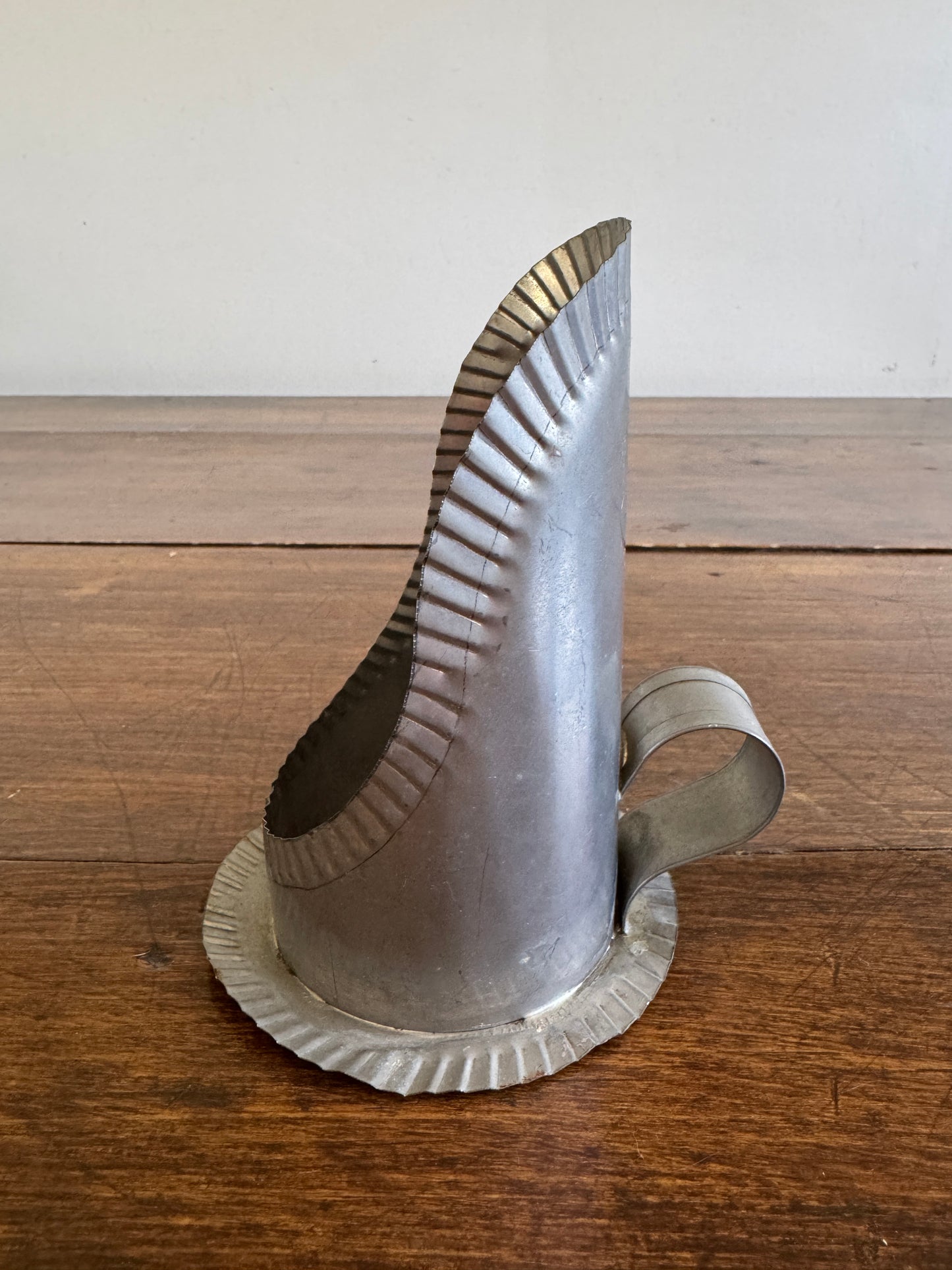 Vintage Hand Crafted Cut Tin Candle Sconce with Back Plate and Finger Loop